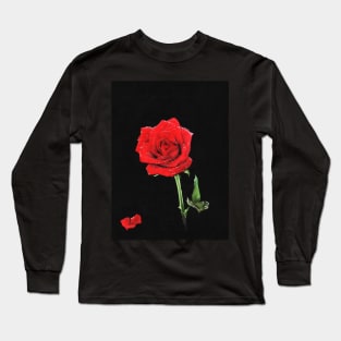 A Shiny Red Dew Rose Beautiful Flower Long Sleeve T-Shirt